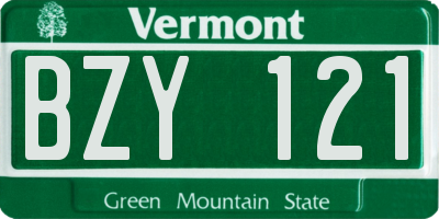 VT license plate BZY121