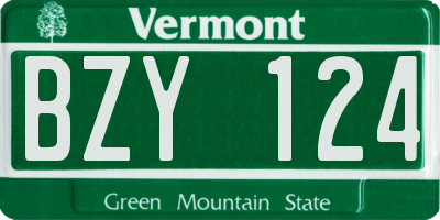VT license plate BZY124