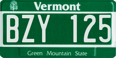 VT license plate BZY125