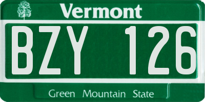 VT license plate BZY126