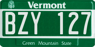 VT license plate BZY127