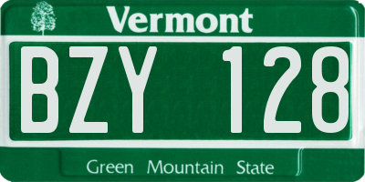 VT license plate BZY128