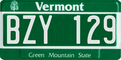 VT license plate BZY129