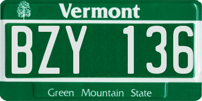 VT license plate BZY136
