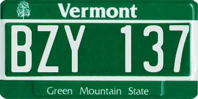 VT license plate BZY137