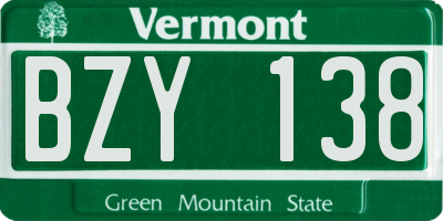 VT license plate BZY138