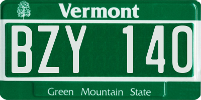 VT license plate BZY140