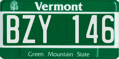 VT license plate BZY146