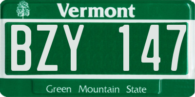 VT license plate BZY147