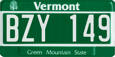 VT license plate BZY149