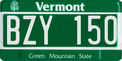 VT license plate BZY150