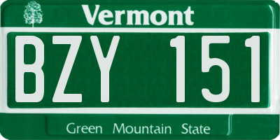 VT license plate BZY151