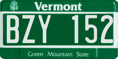 VT license plate BZY152
