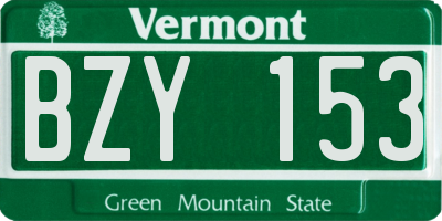 VT license plate BZY153