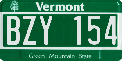 VT license plate BZY154