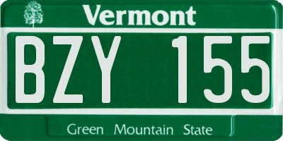 VT license plate BZY155
