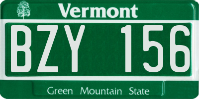 VT license plate BZY156
