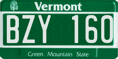 VT license plate BZY160