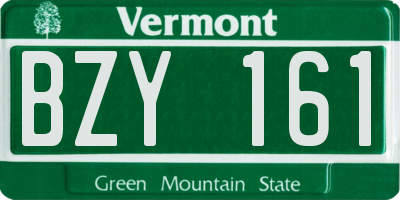 VT license plate BZY161