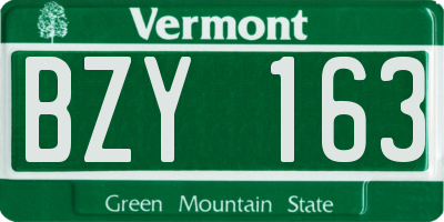 VT license plate BZY163