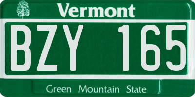 VT license plate BZY165