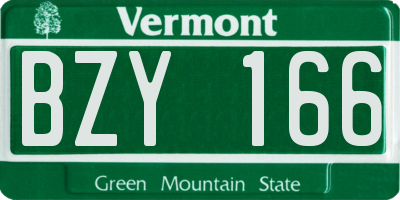 VT license plate BZY166