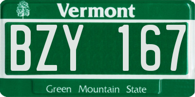 VT license plate BZY167