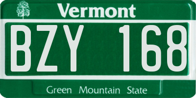 VT license plate BZY168