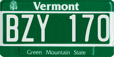 VT license plate BZY170