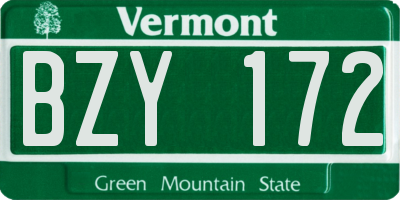 VT license plate BZY172