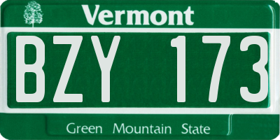 VT license plate BZY173