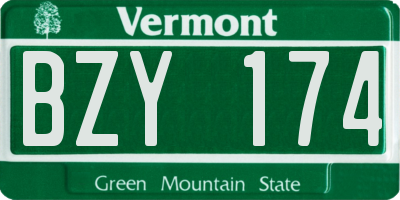 VT license plate BZY174