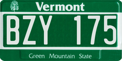 VT license plate BZY175