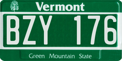 VT license plate BZY176