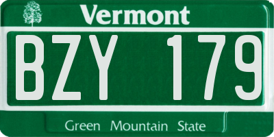 VT license plate BZY179