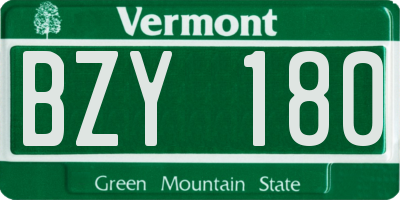 VT license plate BZY180