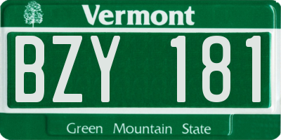 VT license plate BZY181