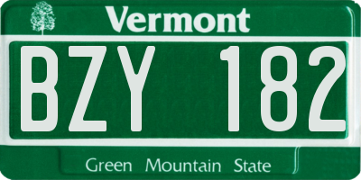 VT license plate BZY182