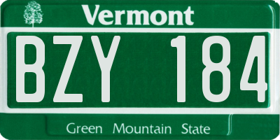 VT license plate BZY184