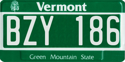 VT license plate BZY186