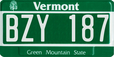 VT license plate BZY187