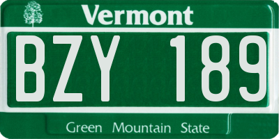 VT license plate BZY189