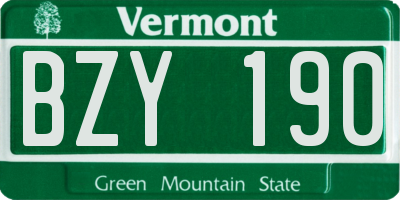 VT license plate BZY190
