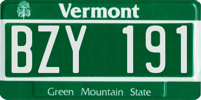 VT license plate BZY191