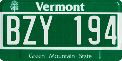 VT license plate BZY194