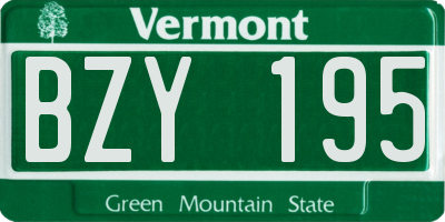 VT license plate BZY195