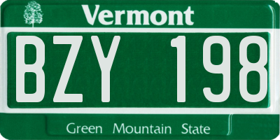 VT license plate BZY198