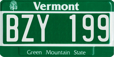 VT license plate BZY199