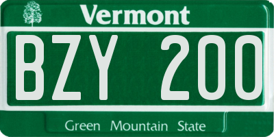 VT license plate BZY200