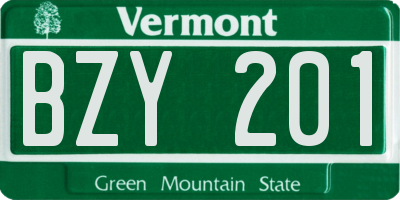 VT license plate BZY201